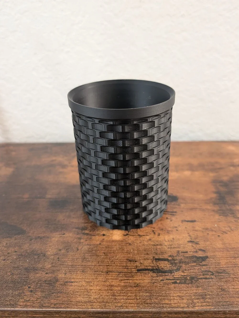 New Black Woven Pen Holder Cup - Home Office Desk Organizer 3d Printed